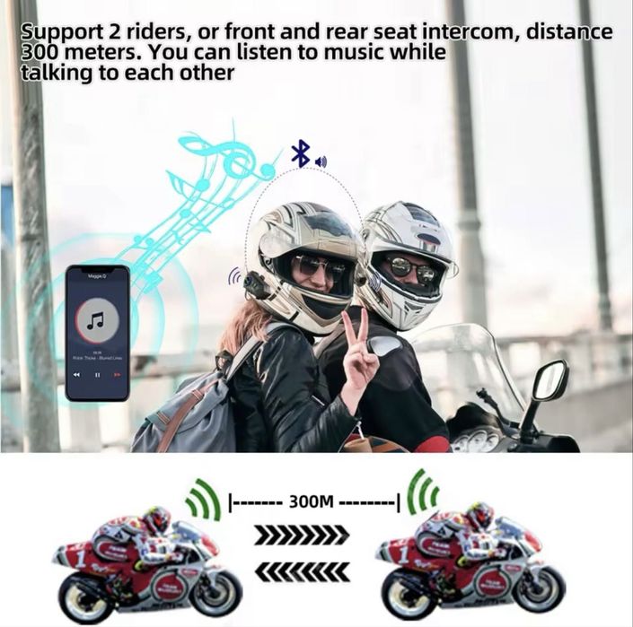 Sistem comunicare intercom moto, casti noi 2 bucati