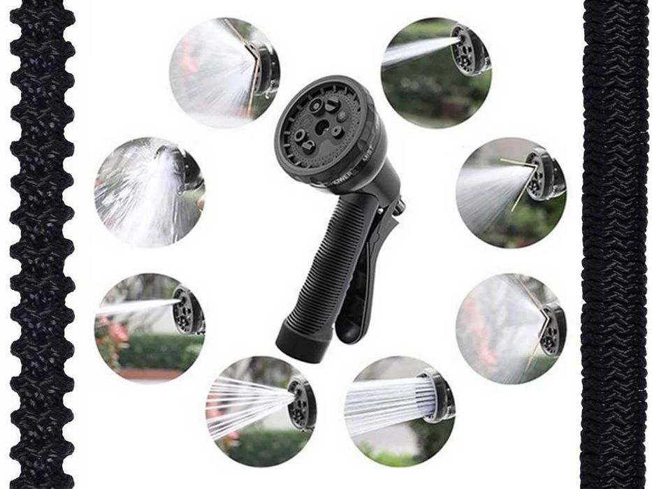 Градински маркуч с воден пистолет, 8 функции и дължина от 15 метра