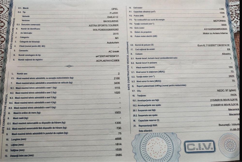 Dezmembrari piese Opel Astra  J 1.6d 110cp E6 2015 Piese cu factura si garantie!