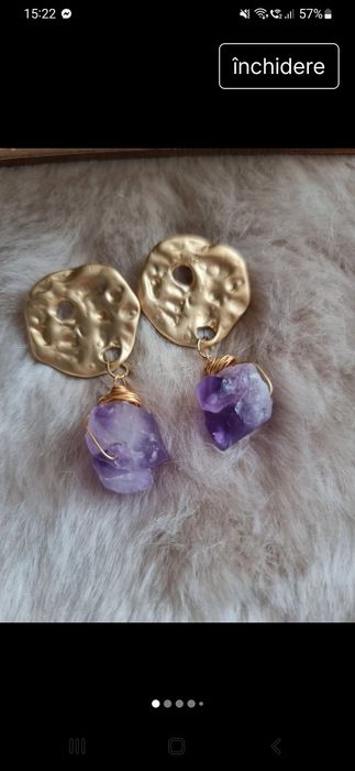 Cercei noi din ametist brut