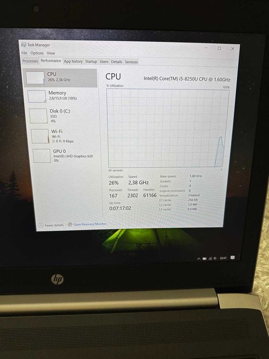 Laptop HP Probook Gen 8 I5 8250U 16 GB 480 SSD Ecran 15,6 inch FULLHD