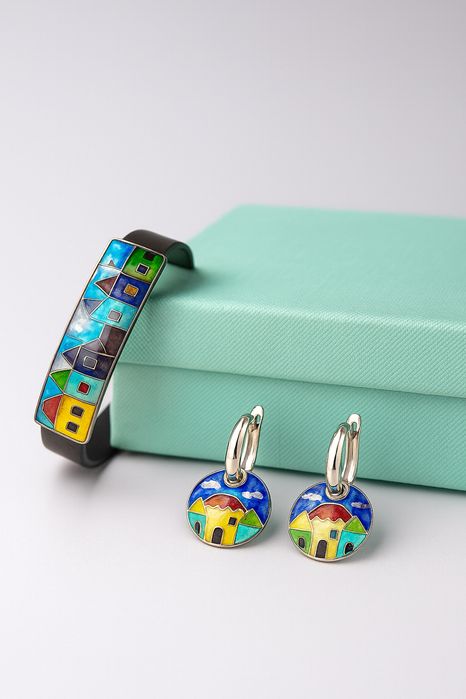 Минанкари серьги браслет грузинские украшения серебро эмаль