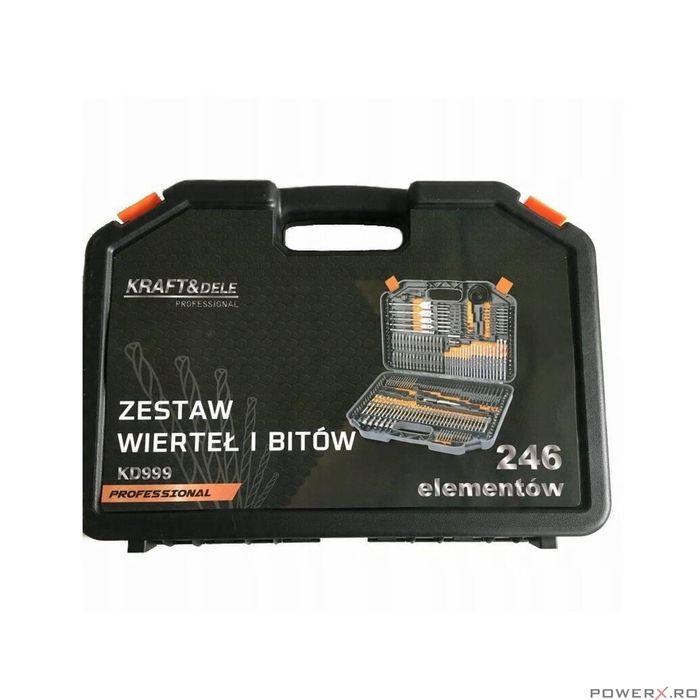 Trusa set 246 burghie si biti pentru lemn, metal, beton, Kraft