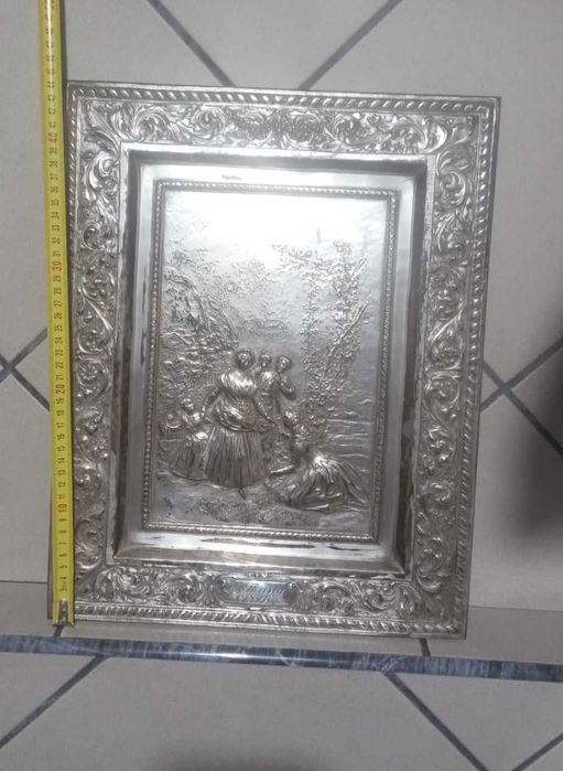 Tablou metaloplastie din cupru argintat reproducere după Goya