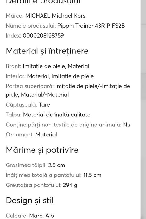 Sneakers Michael Kors, pantofi casual nr 37,damă