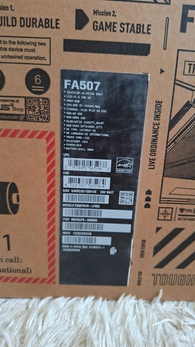 ASUS TUF A15 Gaming R 7-7435HS/512 SSD/16 RAM/RTX 4050 6GBTI cutia NOU