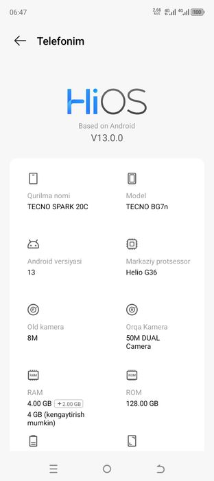 Tecno Spark 20 c 1mln200ming