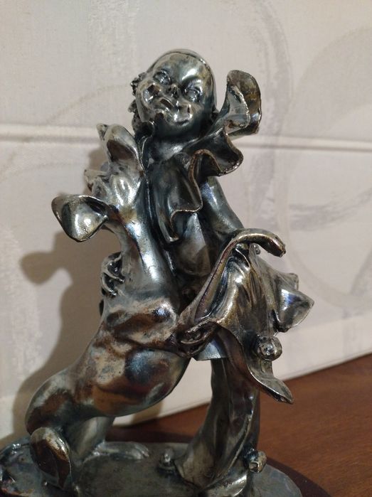 Страхотна статуя на Клоун и куче ръчна,1100 гр. Тежи