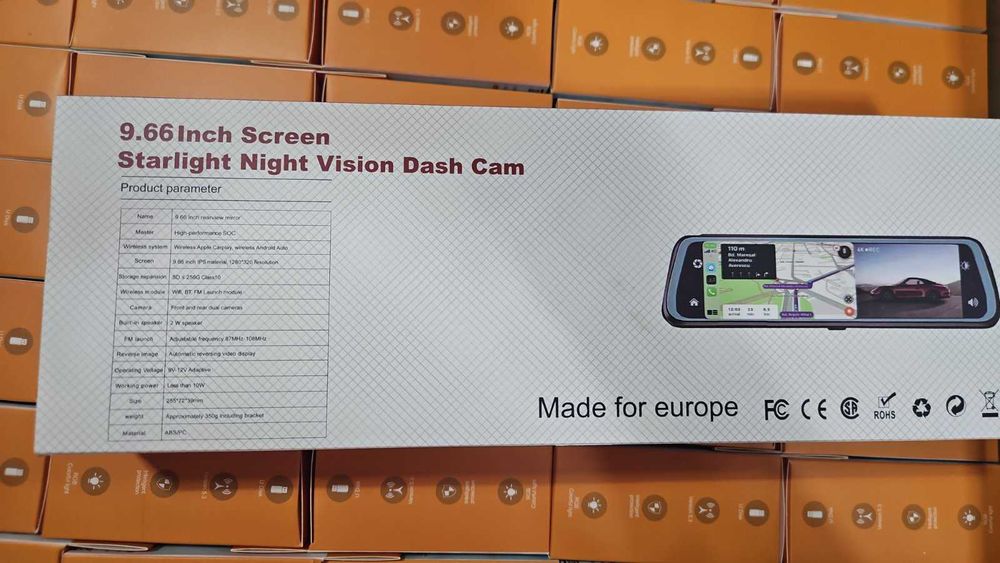 9.66 inch Видеорегистратор FULL TOUCH SCREEN с две камери Waze