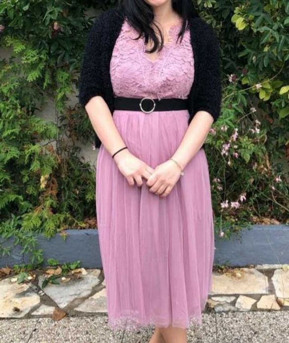 Rochie Asos midi ocazie, roz pal (dusty blush), masura M, EU 40