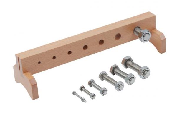 Всички Монтесори материали - метални гайки с болтове на дървена стойка