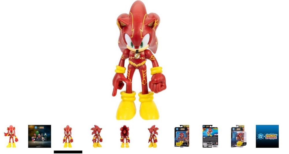 Нов DC x Sonic alias The Flash 6 см оригинална екшън фигурка от Jakks Pacific, много подвижна и детайлна, колекционерска опаковка - Соник като Флаш