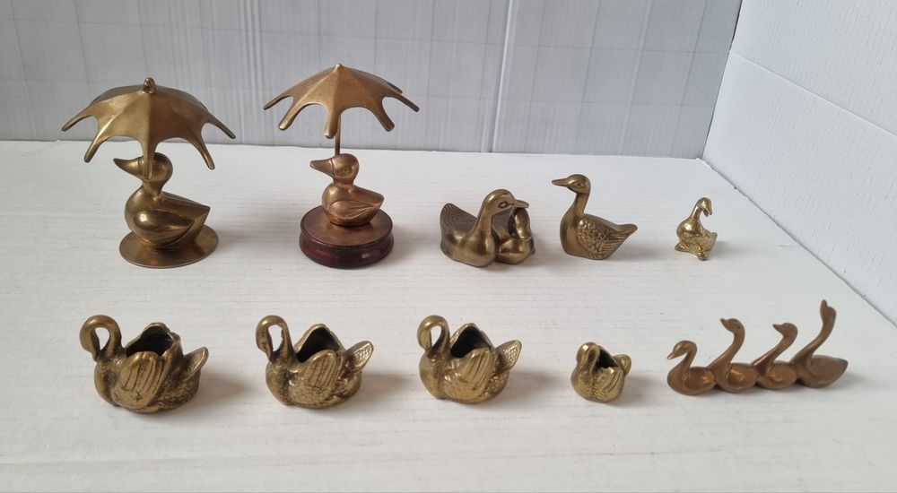 Lot rățuște și lebede din bronz/alamă