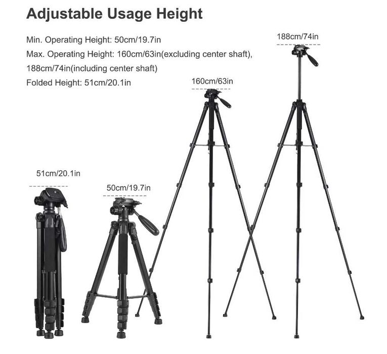 Статив Andoer с панорамна глава 1.88м. / 5клг.