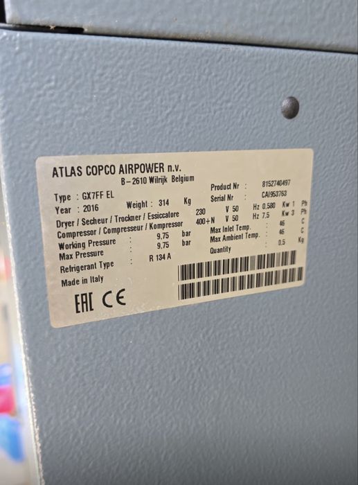 Compresor pe surub 7,5kw Atlas Copco complet echipat