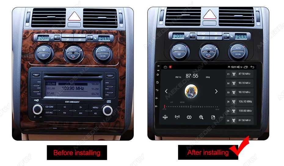 Navigatie Android 14 Vw Touran 2003 -2010 Waze CarPlay YouTube +CAMERA