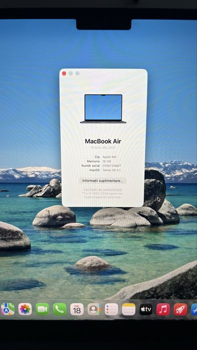 MacBook Air 15” M4 / 16GB RAM / 256GB SSD – impecabil