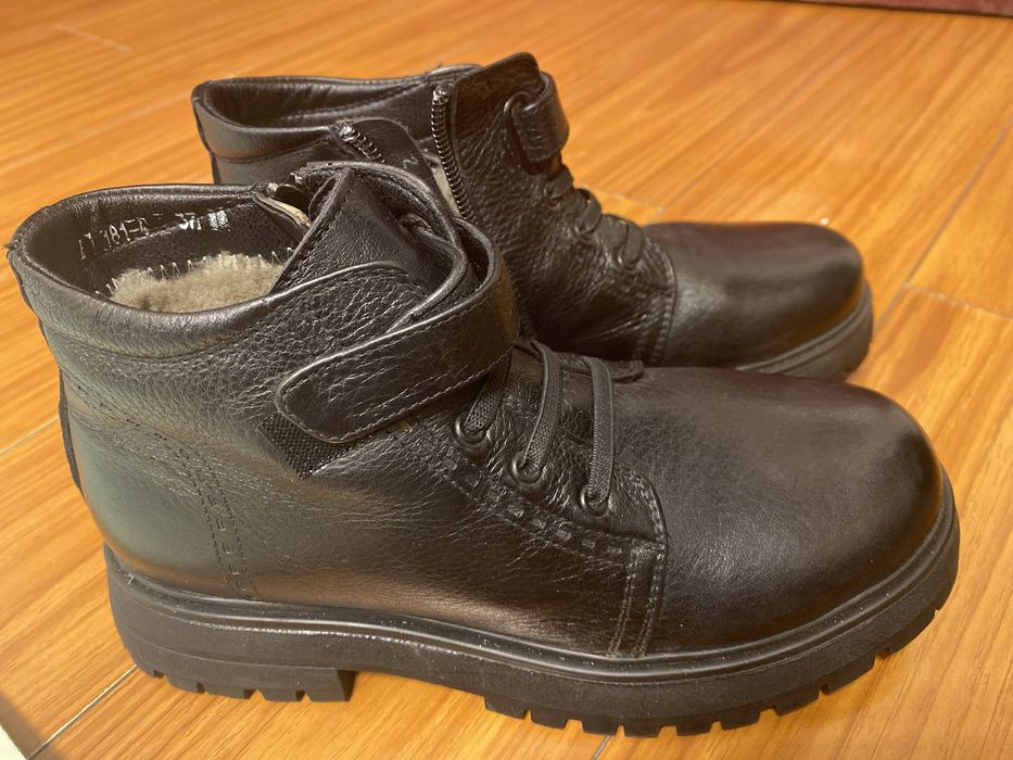 Кожаный зимнийобувь новый подростковый