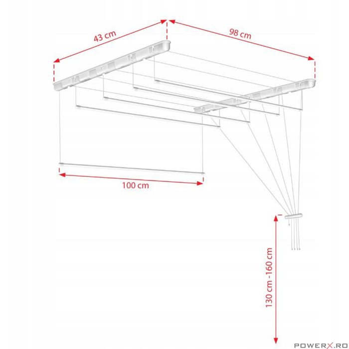 Uscator rufe de tavan 5x100 cm, Sepio