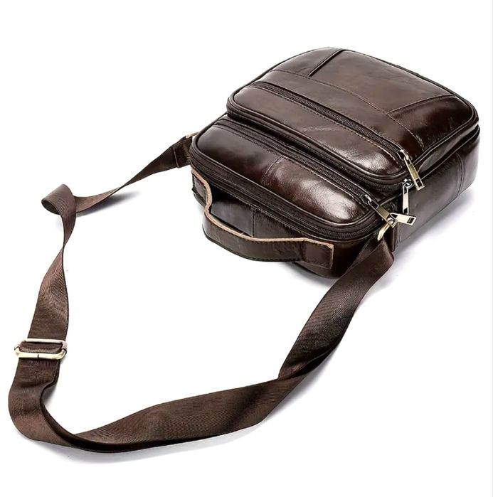 Мъжка кожена чанта за през рамо/Бутикова, Кафява и Черна -10%Промоция!