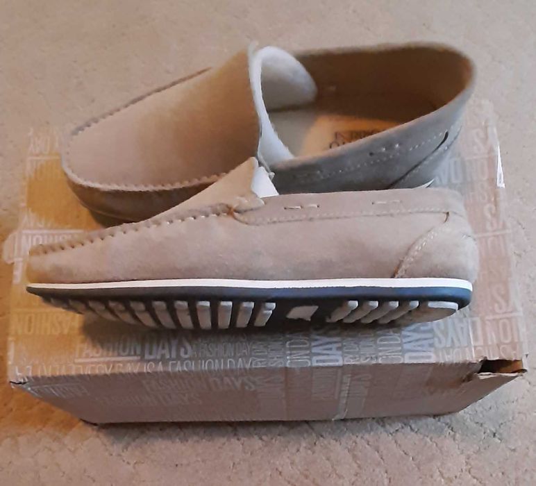 Mocasini piele întoarsă damă/bărbați bej, Alberto Toressi, măsura 40