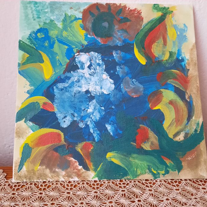 Картина маслени бой ,арт,размери 20 см. на 20 см.