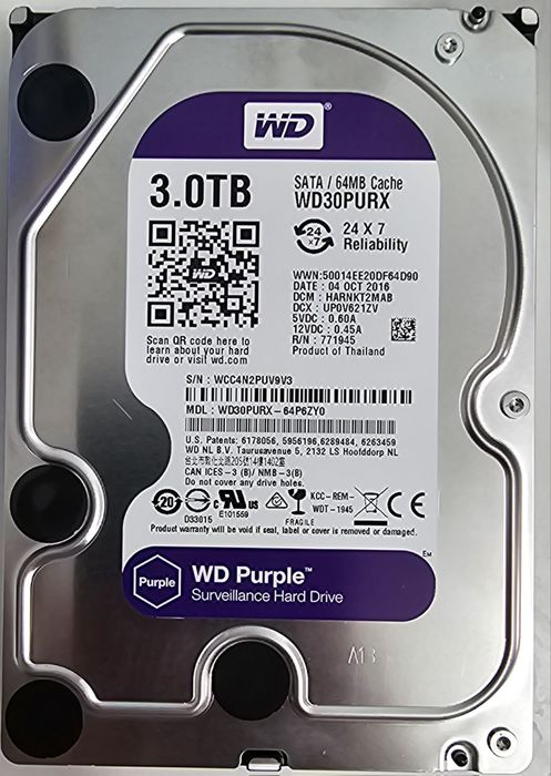 Жесткий диск Western Digital Purple 3.5" 3000GB
