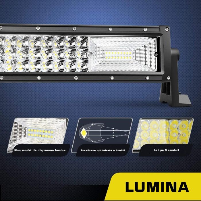LED BAR auto 324W - LEDURI pe 3 Randuri - COMBO 12V - lungime 54 Cm