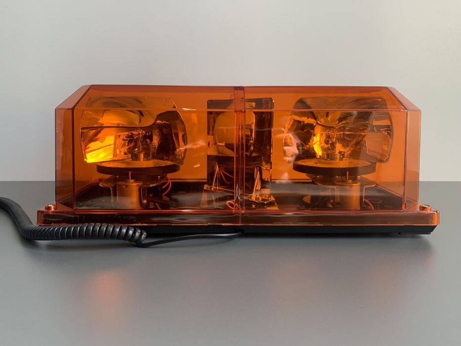 Rampa girofar cu 2 becuri halogen rotative, galbena, 12V-24V