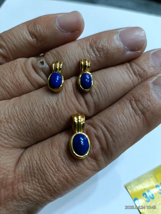 Vind set cercei și pandantiv din aur 8kt cu lapiz lazuli