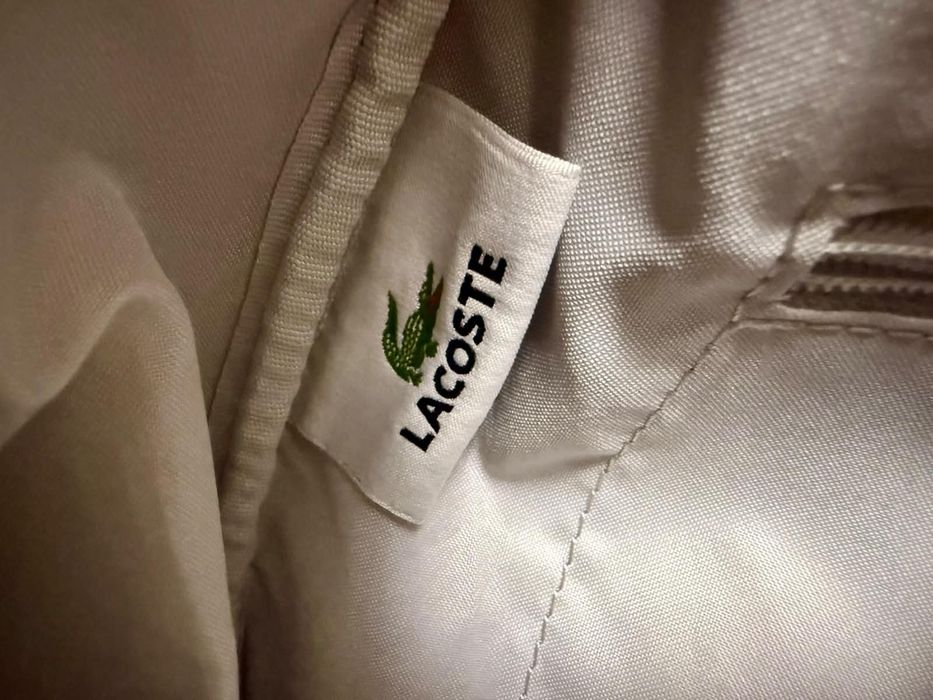 Geantă Lacoste originală bej, PVC/canvas, crossbody & shoulder, 32x26x10 cm
