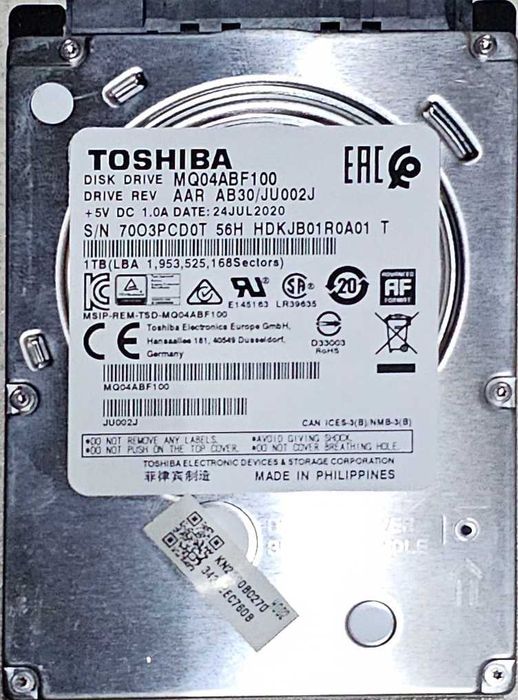 Продам HDD 2,5 Toshiba 1 Tb, Здоровье 100%