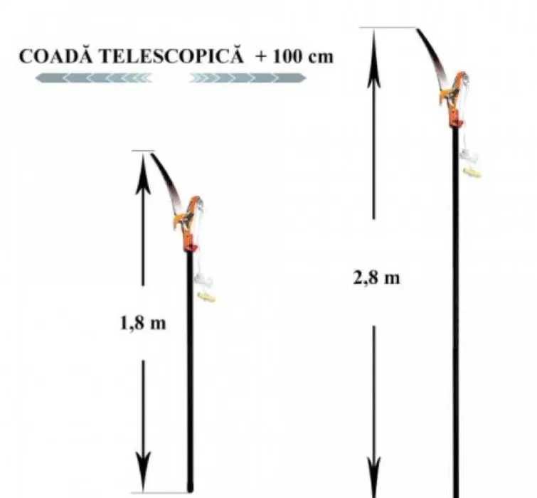 Foarfeca de taiat crengi 2 cm cu maner telescopic 2.80 m si fierastrau