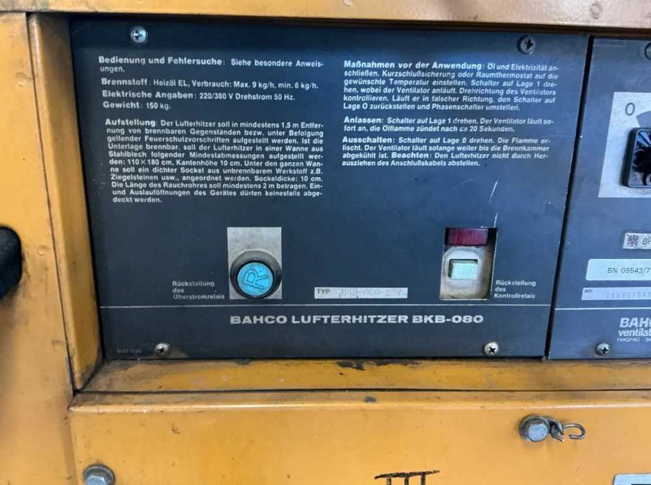 Incalzitor pe CLU  pentru hale  BAHCO 080