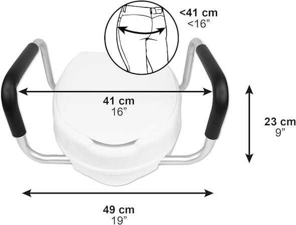 Scaun de toaletă PEPE Mobility cu mânere și capac ,inaltat 10 cm