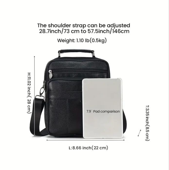 Мъжка месинджър кожена чанта/Черна и Кафява естест. кожа -10%Промоция!