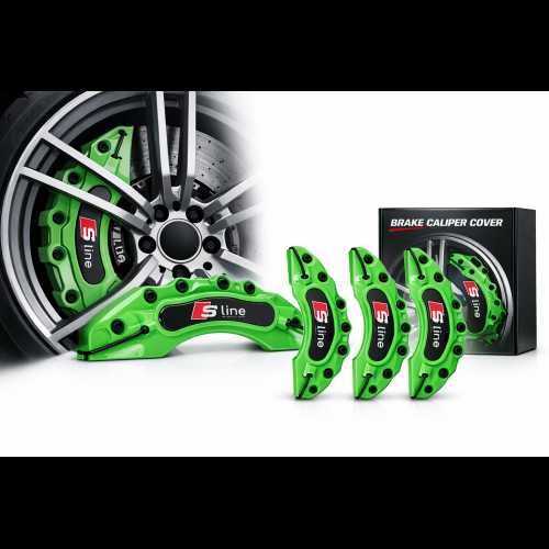 Капаци за спирачни апарати Ауди AUDI Sline комплект 4 броя зелени