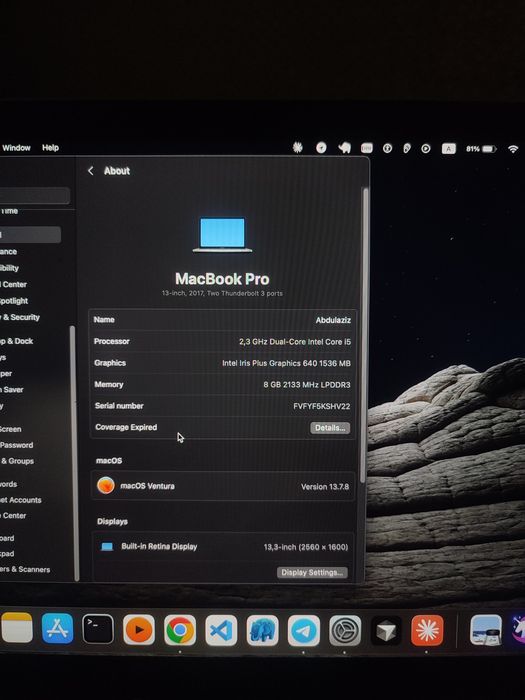 MacBook Pro
2017
Intel 5
8/128
macOS ventura

O'zining dokument karobk