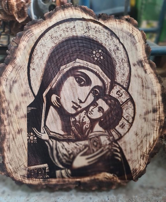Icoana lemn handmade gravură