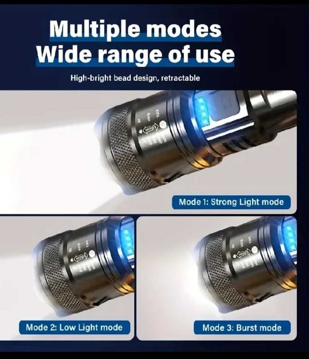 Мощно XHP50 LED фенерче Вградена батерия Презареждаема фенерче