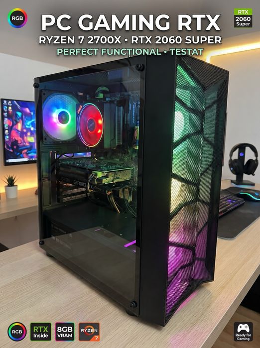 PC Gaming RGB - Ryzen 7 2700X • RTX 2060 • 8GB RAM • 1.1TB SSD • Windows 11
