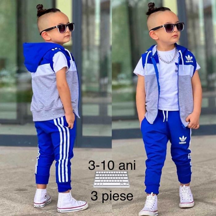 Trening Adidas pentru Copii,3 piese din Bumbac 100%, Sigla Cusuta