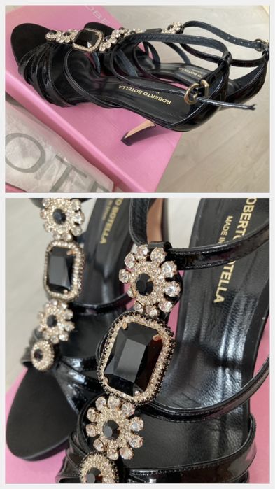 Sandale din piele cu strasuri Roberto Botella. Made in Spain.