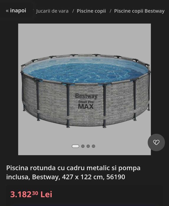 Piscina rotunda cu cadru metalic si pompa inclusa, Bestway, 427 x 122 cm