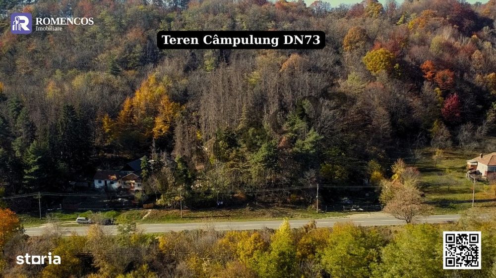 Teren intravilan Campulung cu padure si deschidere mare la DN73