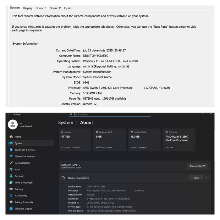 PC Gaming, Ryzen 5 2600, 16GB RAM, SSD 512GB, RX 5500 XT 8GB, SERIOUX
