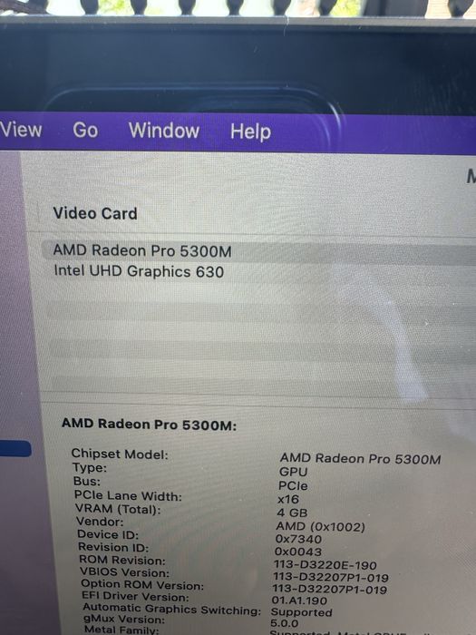 Apple MacBook Pro 16 2019 (i7/16GB/512GB/5300M/43 cycle)