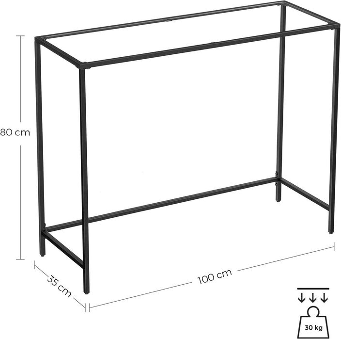 Consola cu blat din sticla securizata, 100 × 35 × 80 cm, negru
