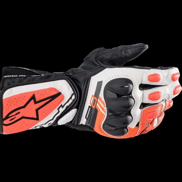 Кожени Ръкавици ALPINESTARS SP-8 V3 Black/White/Red FLUO