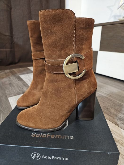 Botine piele întoarsă - "Solo Femme"